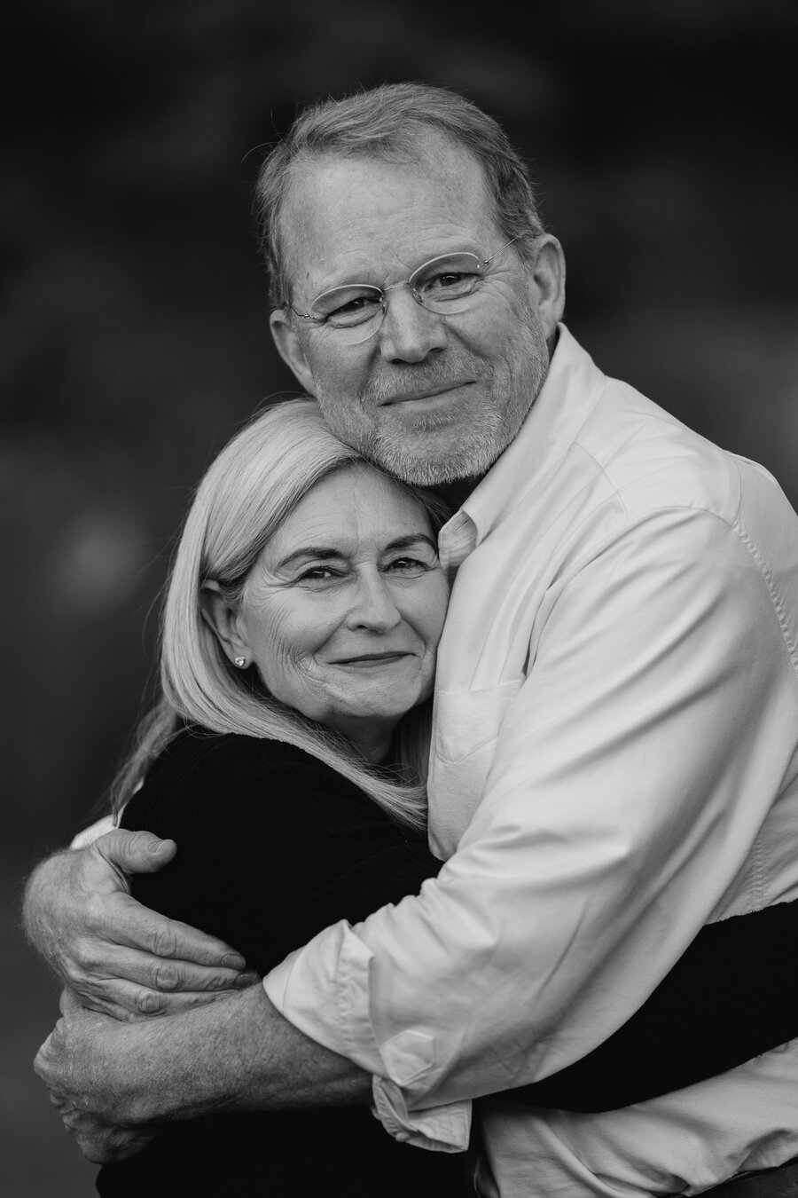 Couple embracing in anniversary portrait